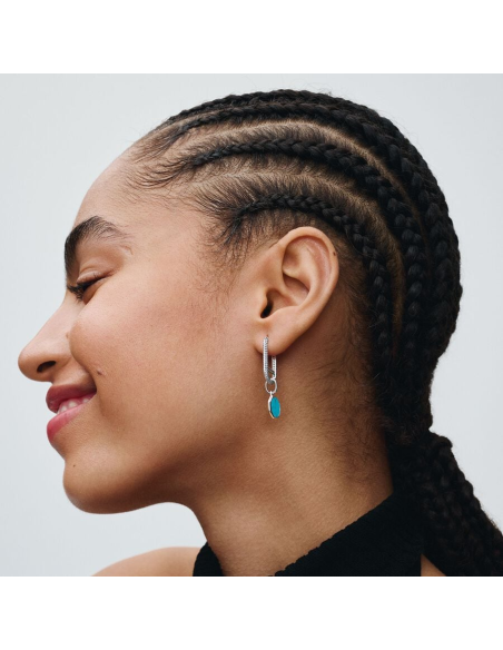 PANDORA | Turkis Minicharm med indgraverbar medaljon PANDORA | Turkis Minicharm med indgraverbar medaljon