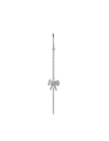 STINE A | Petit Bow Double Chain Earring Silver - Single