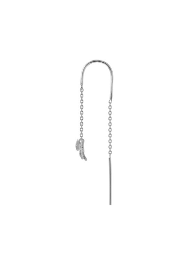 STINE A | Petit Bow Double Chain Earring Silver - Single