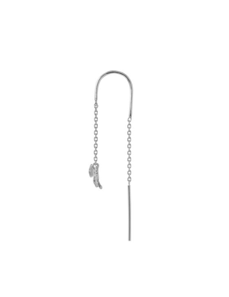 STINE A | Petit Bow Double Chain Earring Silver - Single STINE A | Petit Bow Double Chain Earring Silver - Single