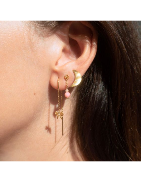 STINE A | Petit Bow Double Chain Earring - Single STINE A | Petit Bow Double Chain Earring - Single