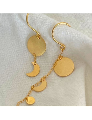 STINE A | Sun and Moon Earring with Chain - Single