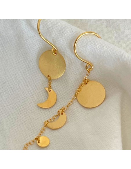 STINE A | Sun and Moon Earring with Chain - Single