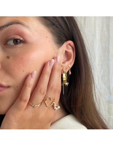 STINE A | Tres Petit Etoile Earring with Coral - Single