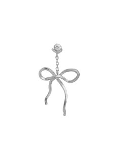STINE A | Dangling Flow Bow Earring Silver- Single