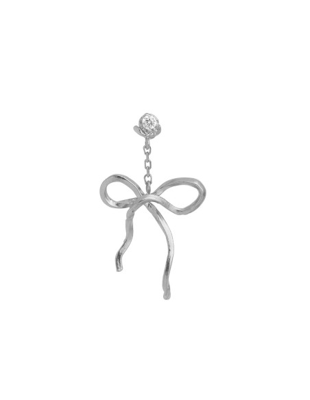 STINE A | Dangling Flow Bow Earring Silver- Single STINE A | Dangling Flow Bow Earring Silver- Single