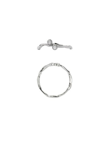 STINE A | Flow Ring with Two Stones Silver