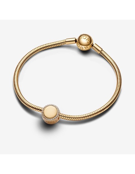 PANDORA Indgraverbart Funklende Knap Charm | Tilføj et Personligt Touch