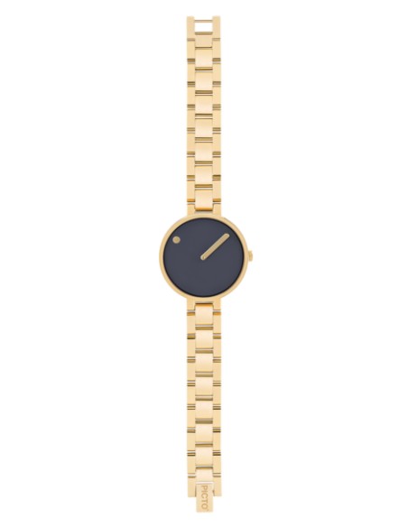 PICTO | Midnight Blue dial / Polished Gold Steel bracelet
