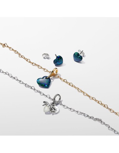 Pandora Opaliserende Grønt Hjertecharm med Vedhæng | Smuk Opaliserende Glans