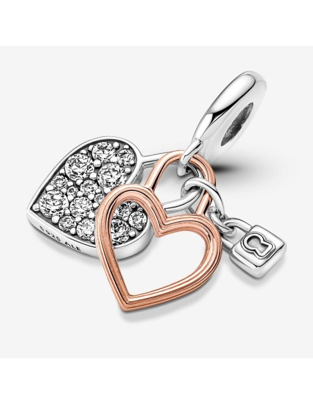 PANDORA | Hjertehængelås Charm med dobbelt vedhæng PANDORA | Hjertehængelås Charm med dobbelt vedhæng