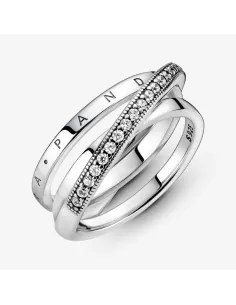 PANDORA | Krydsende Tredobbelt Pavé Båndring 2