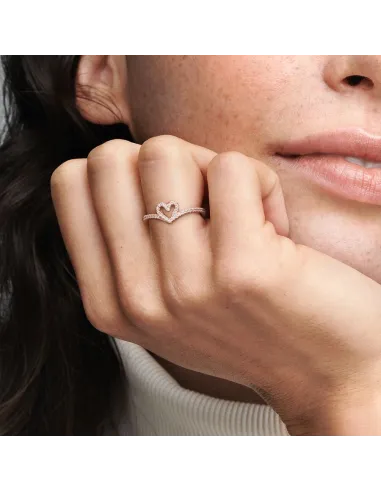 PANDORA | Funklende Wishbone Hjerte Ring