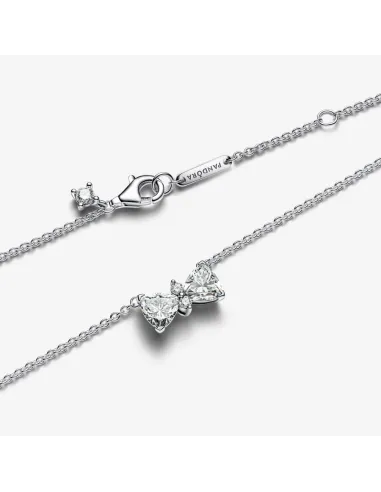 Pandora funklende sløjfe halskæde i sterlingsølv med kubiske zirkoner.
