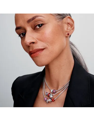 Pandora Julemagi Muranoglas Charm i rød med gylden folie og julemotiver