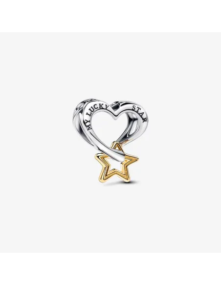 Pandora Lykkestjerne & Hjerte Charm i blandet metal med 14 kt. guldbelagt stjerne