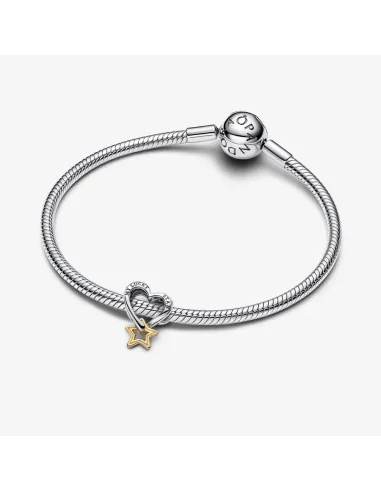 Pandora Lykkestjerne & Hjerte Charm i blandet metal med 14 kt. guldbelagt stjerne