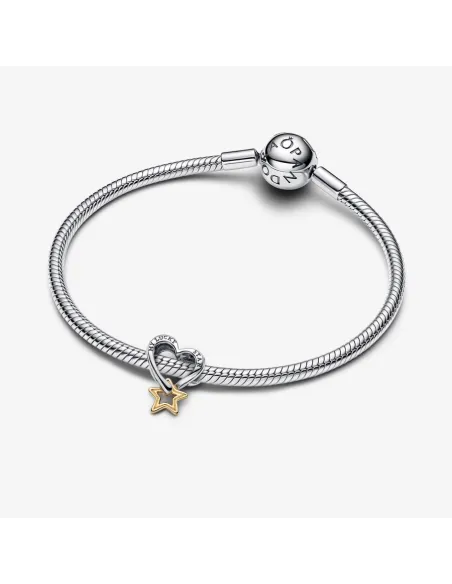 Pandora Lykkestjerne & Hjerte Charm i blandet metal med 14 kt. guldbelagt stjerne