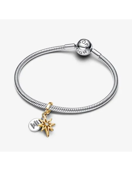 Nordstjerne Charm med 14 kt. guldbelægning og laboratoriedyrket diamant.