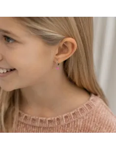 NOA KIDS JEWELLERY | Rhd. Sølv creoler med pink emalje 2