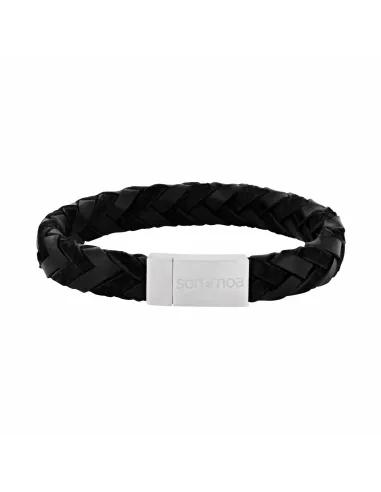 SON armbånd i sort kalveskind – stilrent og maskulint design, 21 cm.