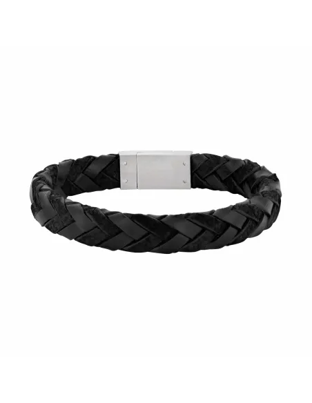 SON armbånd i sort kalveskind – stilrent og maskulint design, 21 cm.