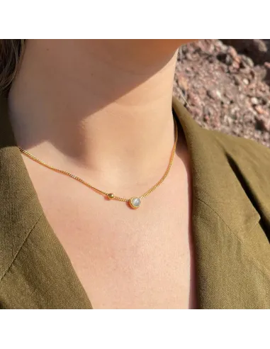 Heiring Koule Ørering med Akvamarin – ørestik med blå akvamarin-sten