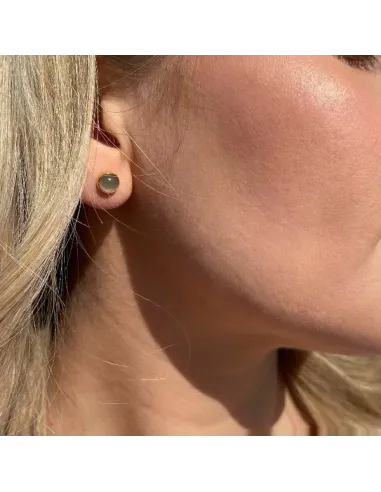 Heiring Koule Ørering – ørestik med fersken-månesten, naturlig elegance.