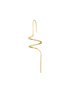 Grace Spiral 01 ørering – 18K guldbelagt sølv med zirkonia, 7 cm lang