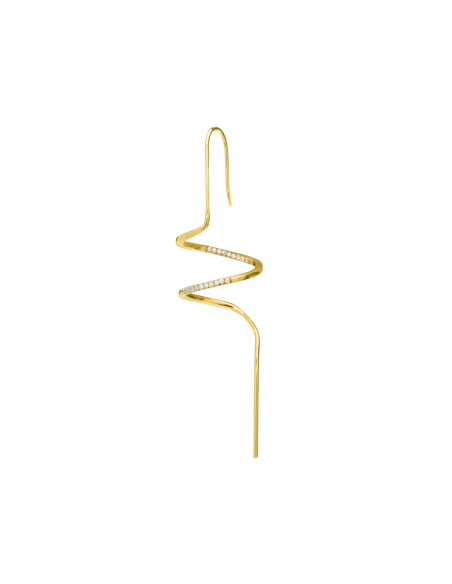 Grace Spiral 01 ørering – 18K guldbelagt sølv med zirkonia, 7 cm lang