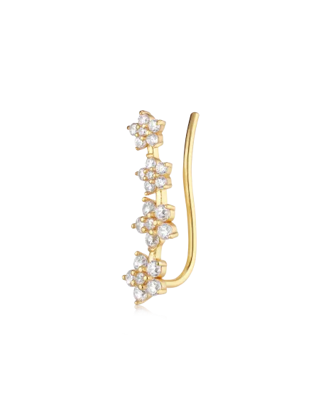 Venus Earring, 18K guldbelagt sølvørering med zirkonia, 18 mm, blomstermotiv