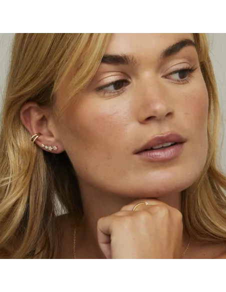 Venus Earring, 18K guldbelagt sølvørering med zirkonia, 18 mm, blomstermotiv
