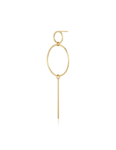 Grace Earstud 04 – 18K guldbelagt sølvørestik med to ringe og stav-design