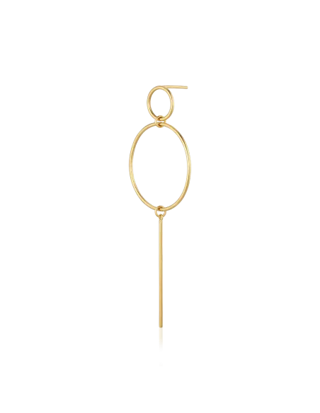 Grace Earstud 04 – 18K guldbelagt sølvørestik med to ringe og stav-design