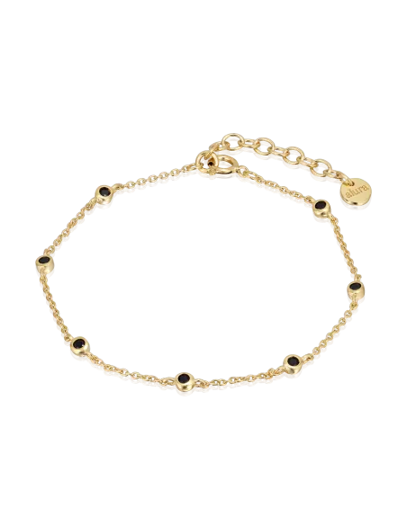 Venus Bracelet 04 – 18K guldbelagt sølvarmbånd med onyx, justerbar 16+3 cm