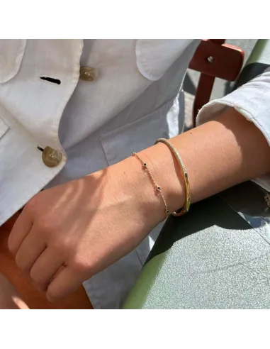 Venus Bracelet 04 – 18K guldbelagt sølvarmbånd med onyx, justerbar 16+3 cm