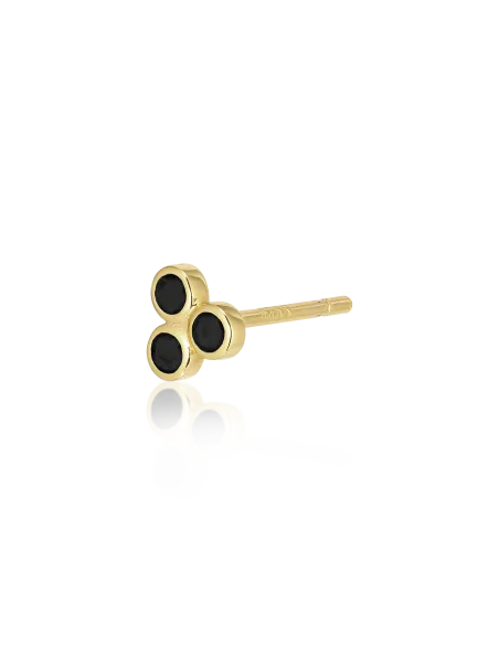 Venus Earstud 08 – 18K guldbelagt sølvørestik med onyx, 5 mm i diameter