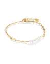 Ocean Bracelet 04 – 18K guldbelagt sølvarmbånd med ferskvandsperler og zirkonia, justerbar 16+2 cm