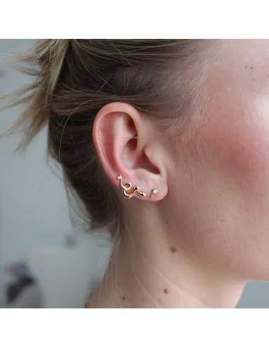 Eclipse Earstud 21 – 18K guldbelagt sølvørestik med zirkonia, 6,3 mm høj