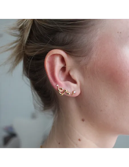 Eclipse Earstud 21 – 18K guldbelagt sølvørestik med zirkonia, 6,3 mm høj