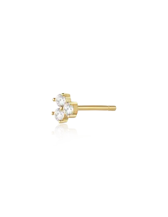 Eclipse Earstud 14 – 18K guldbelagt sølvørestik med zirkonia, 4 mm høj, minimalistisk design