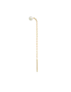 Ocean Ear Chain 01 – 18K guldbelagt sølvørekæde med ferskvandsperler, 5 cm lang