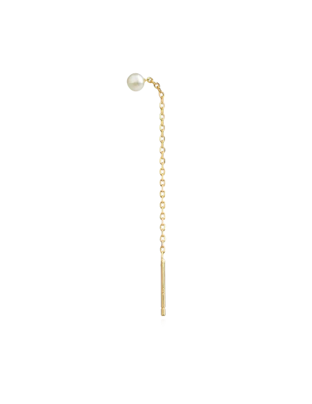 Ocean Ear Chain 01 – 18K guldbelagt sølvørekæde med ferskvandsperler, 5 cm lang