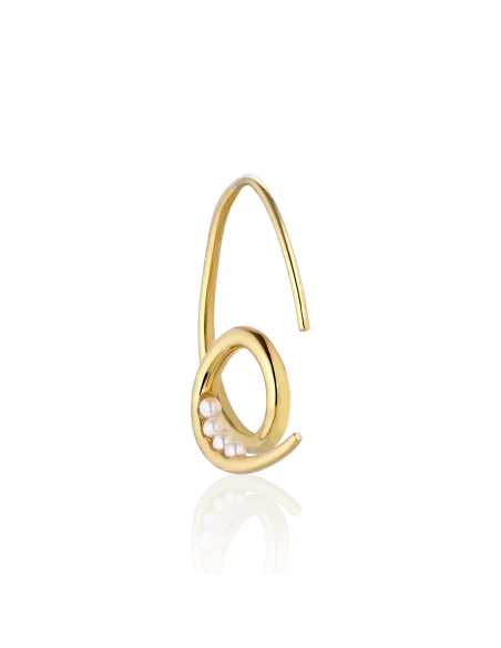 Ocean Spiral 02 - 18K guldbelagt sølvørering med ferskvandsperler