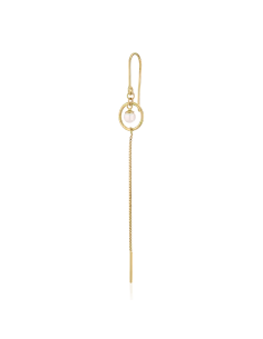 Ocean Earring 01 – 18K guldbelagt sølvørering med ferskvandsperler, 8 cm høj