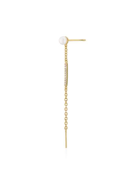 Ocean Earstud 12 – 18K guldbelagt ørering med ferskvandsperler og zirkonia.