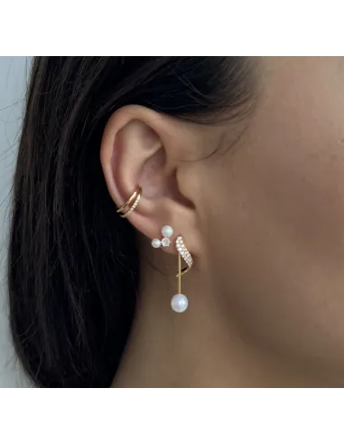 Grace Ear Cuff 03 – 18K guldbelagt sølvørekæde med zirkonia, 1,3 cm i diameter