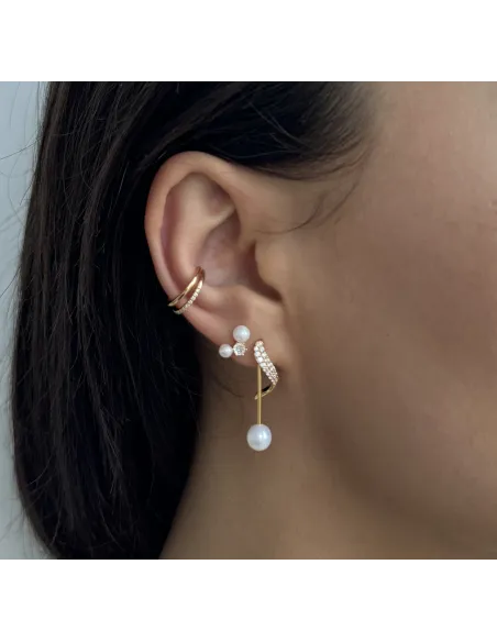Grace Ear Cuff 03 – 18K guldbelagt sølvørekæde med zirkonia, 1,3 cm i diameter