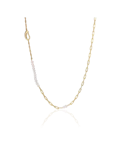 Ocean Necklace 03 – 18K guldbelagt sølvhalskæde med ferskvandsperler.