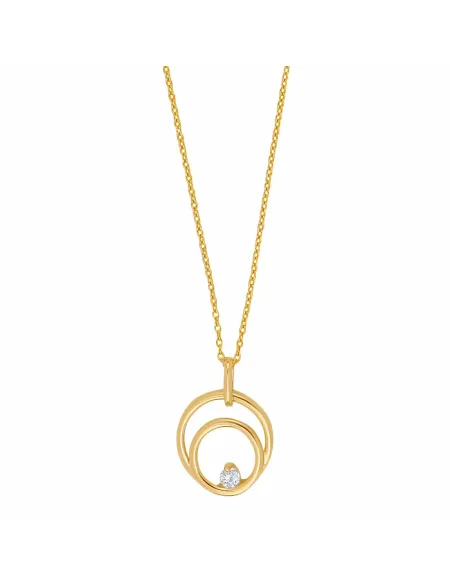 SIERSBØL | 8kt. guldvedhæng dobbel cirkel m/cz inkl. forg. kæde